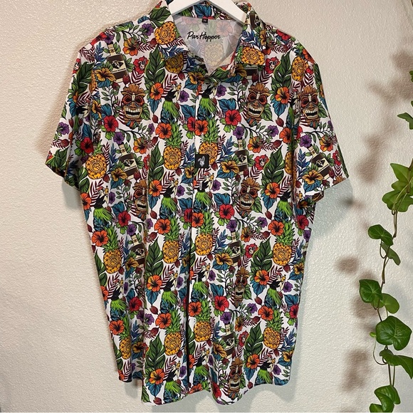 Mai Tai Button Down – Molly Brown Distillery ,Tropical Floral Men's Shirt Size M - Picture 3 of 11